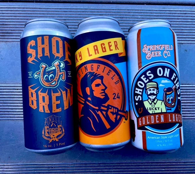 (De izquierda a derecha) Shoe Brew 2024, Lucky Lager 2022 y Shoes on First 2023 son cervezas en colaboración creadas con Springfield Lucky Horseshoes y cervecerías locales para las respectivas temporadas.