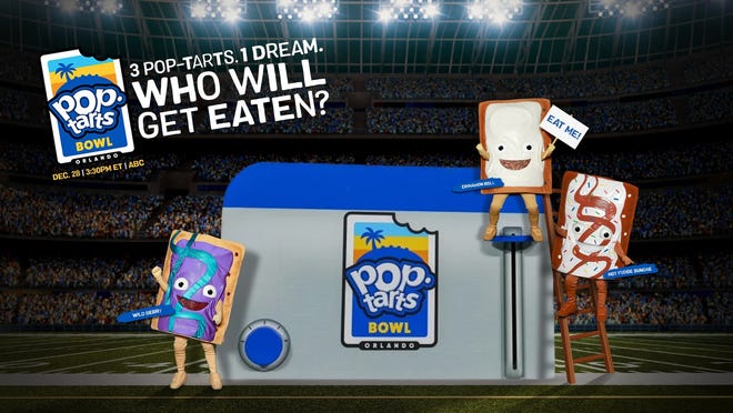 Frosted Cinnamon Roll Pop-Tarts ha regresado para enfrentarse a Frosted Hot Fudge Sundae y Frosted Wild Berry para ver quién se come en el 2024 Pop-Tarts Bowl el 28 de diciembre de 2024.